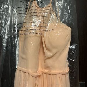 Azazie brand bridesmaid dress light peach ish colour long gown!